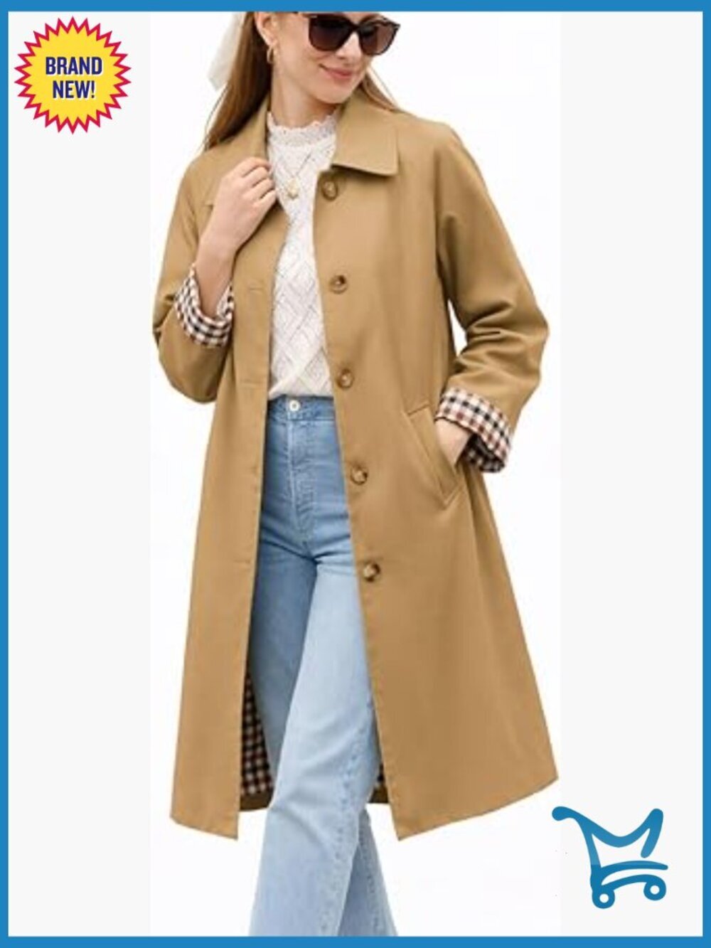 Long Trench Coat for Women Single Breasted Lapel Oversized Windproof Overcoat